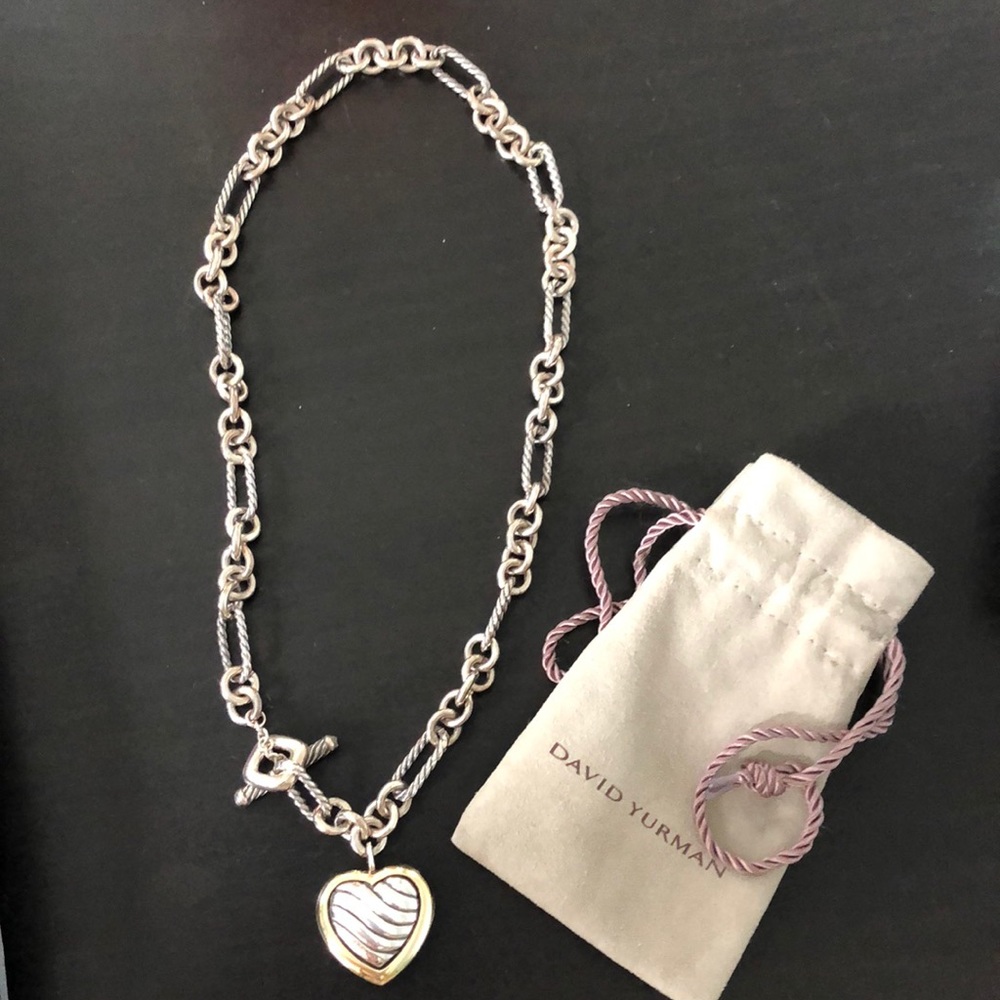 David Yurman Figaro Cable Heart Necklace 18k gold